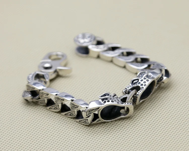 Double-Leopard-Head-Chunk-Bracelet-Men-64-1g-100-Pure-Solid-Sterling-Silver-925-Top-Fashion (3)