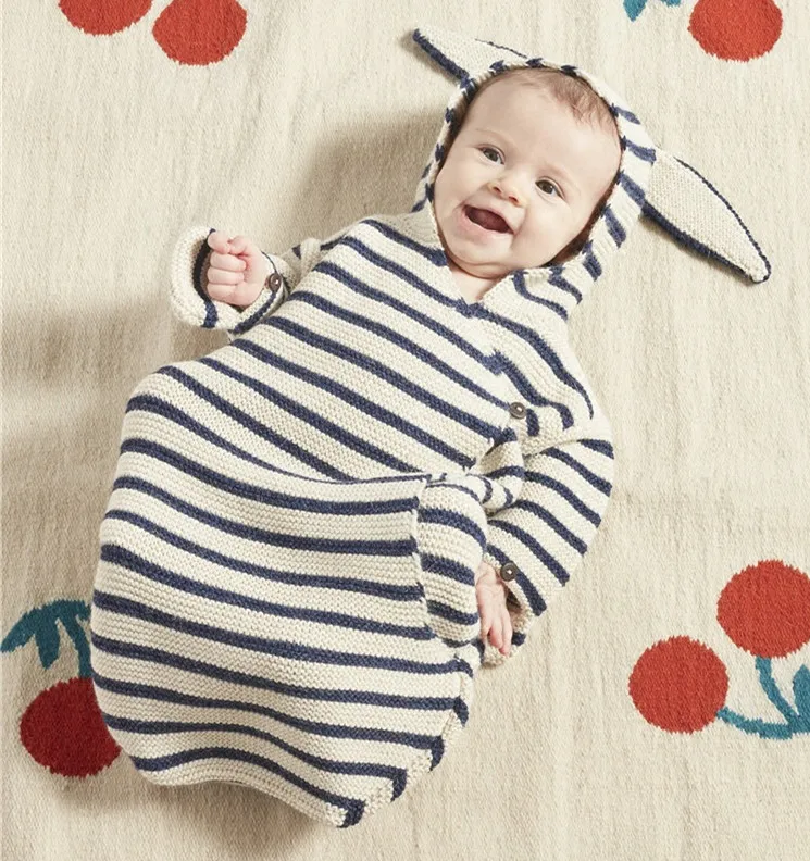 Autumn Striped Knit Sweater For Newborn Baby Toddler Baby Rompers boys