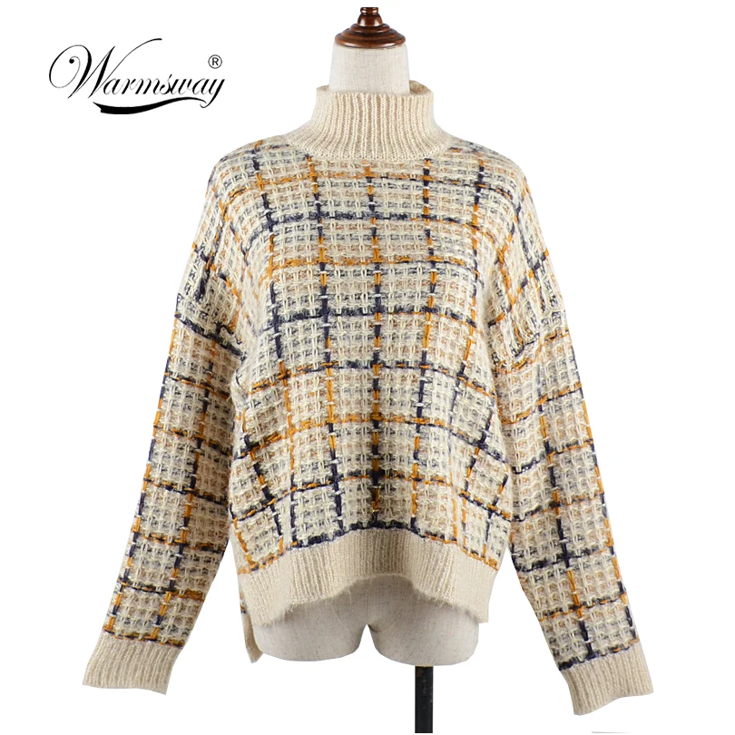 Women Fluffy Knit Sweater Oversized Turtleneck jumper Winter Warm gold lurex Knited Pullover femme pull C-237