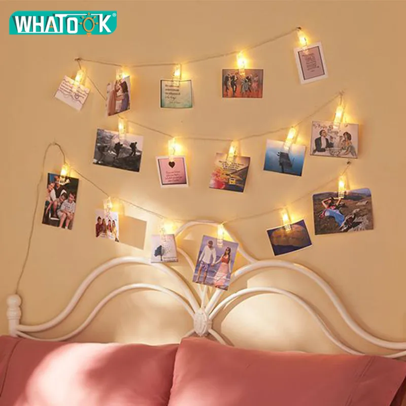

10 20 Led Photo Clip String Lights Pictures Card Night Lighting Windows Curtain Wedding Party Decoration 1M 2M Battery DIY Gifts