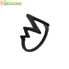 8SEASONS Heartbeat Figure Lovers' Lightning Finger Rings For Men Women Falling in Love Gifts Black Color, 1 PC