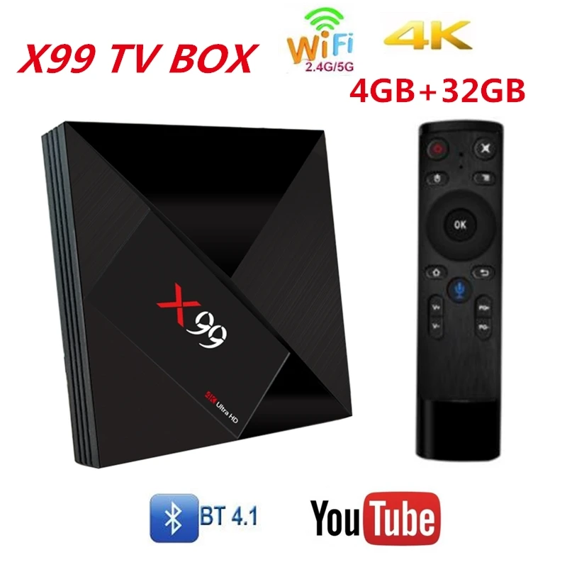 X99 ТВ коробка RK3399 Мали-T860MP4 Android 7 1 4 ГБ Оперативная память + 32 Встроенная HDR10 2 г 5 AC
