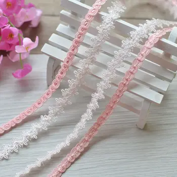 

10 Yards 0.6 CM Width Costume Decoration Trimming Embroidery Sew DIY Craft Pink and White Lace Trim New Free Shipping