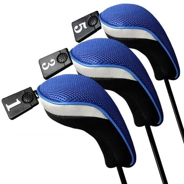 3Pcs Soft 1 3 5 Wood Golf Club Driver Headcovers Head Covers Set Blue