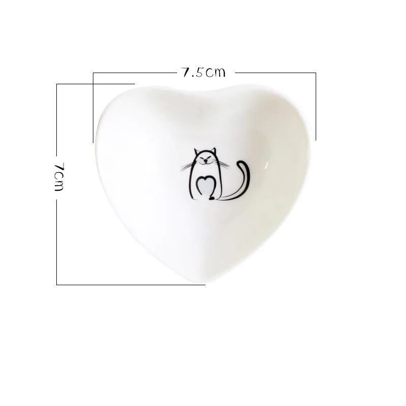 Heart A Любящее сердце или квадратная миска для соуса, кошачий керамический уксус, приправа для масла, блюдо, мини соус, соль, закуска, маленькая тарелка для кухни, гаджет - Цвет: Heart A