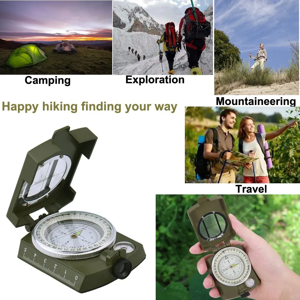 Camping Survival Compass Military Sighting Luminous  Waterproof Compass Geological Digital Compass Outdoor Equipment Navigation 