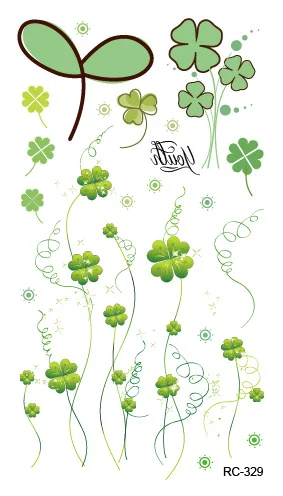 RC2329 Green Peace Four Leaf Clover Fake Tattoo Taty Designs Temporary Tattoo Sticker Body Art Water Transfer Tattoo RC2329 Green Peace Four Leaf Clover Fake Tattoo Taty Designs Temporary Tattoo Sticker Body Art Water Transfer Tattoo