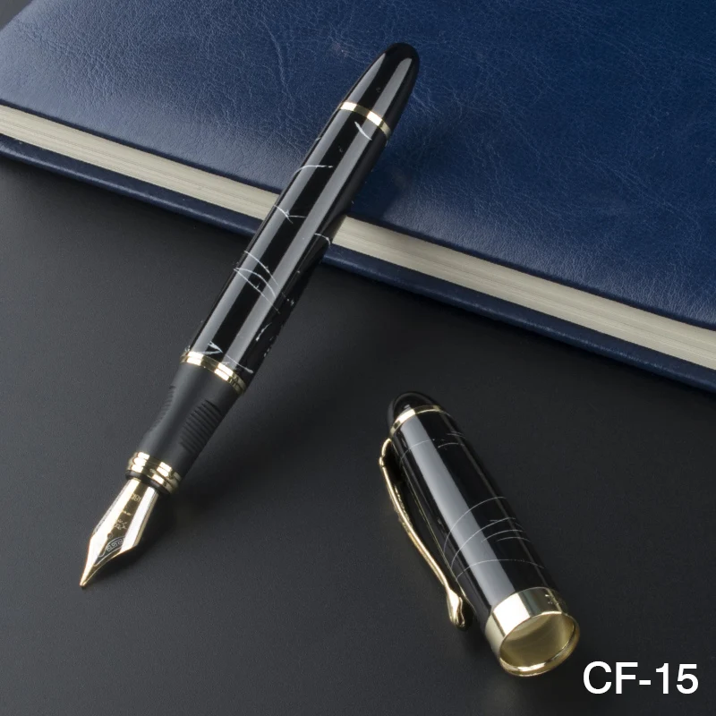 Jinhao X450 коралловые черные полосы Перьевая ручка Перо Средний+ чернильные картриджи