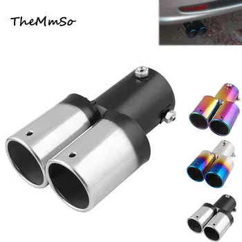 

63mm Automobile exhaust pipe modified tail laryngeal One divides into two Stainless steel circular chromium plating exhaust pipe