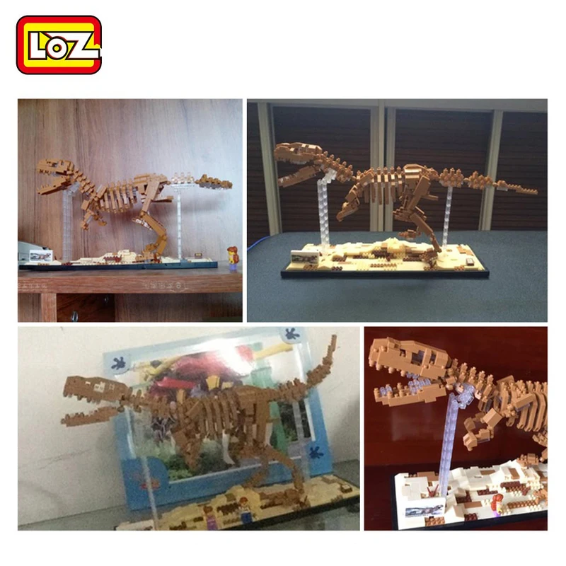 LOZ мини динозавров блоки тираннозавр Building Block Rex Fossil Fosiles T череп Модель Ассамблеи