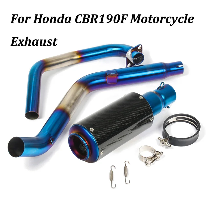Full System Motorcycle Exhaust Muffler Modified Escape Moto Carbon fiber stainless steel Slip on For Honda CBR190F CB 190F - Image 3
