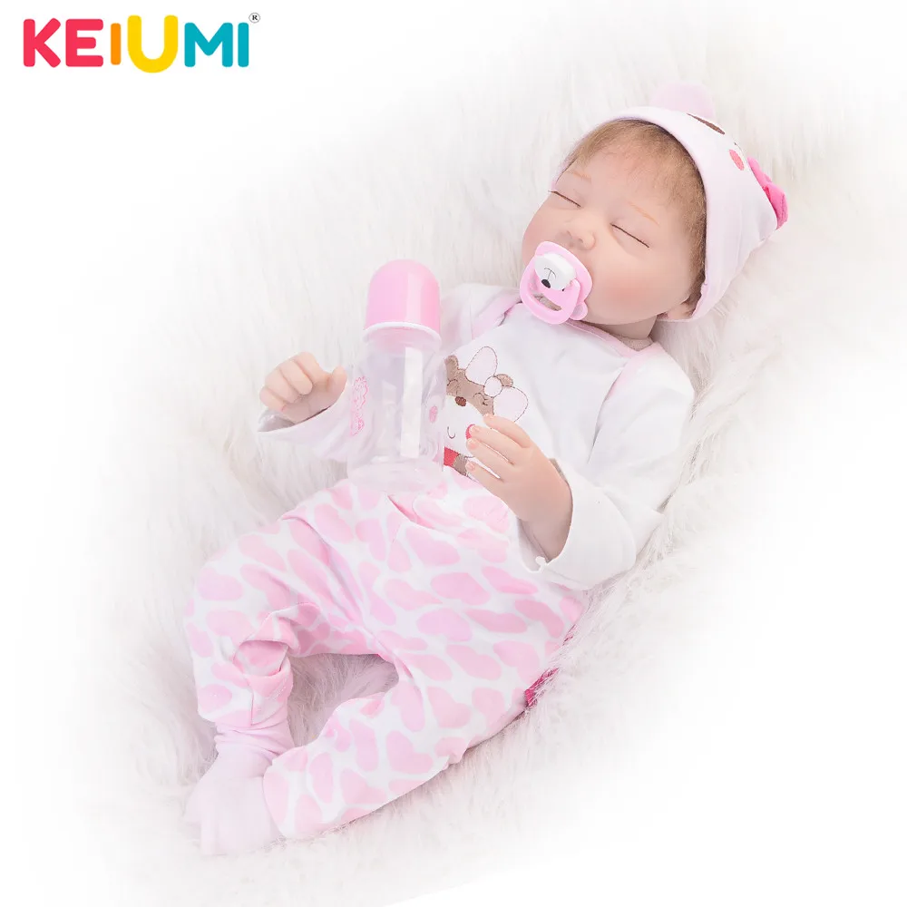 

22'' Realista Asleep Girls Playmates Silicone Vinyl Reborn Baby Doll Girl Toys Newborn Dolls Touch Soft For Kids Birthday Gifts