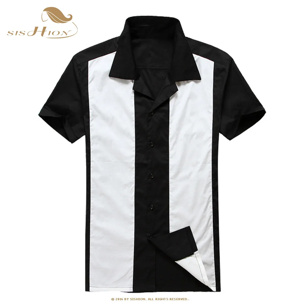 SISHION خمر الرجال البولينج قميص camisa الغمد ST107 قصيرة الأكمام واحدة الصدر الصيف خليط رجالي تي شيرتات قطن SISHION خمر الرجال البولينج قميص camisa الغمد ST107 قصيرة الأكمام واحدة الصدر الصيف خليط رجالي تي شيرتات قطن