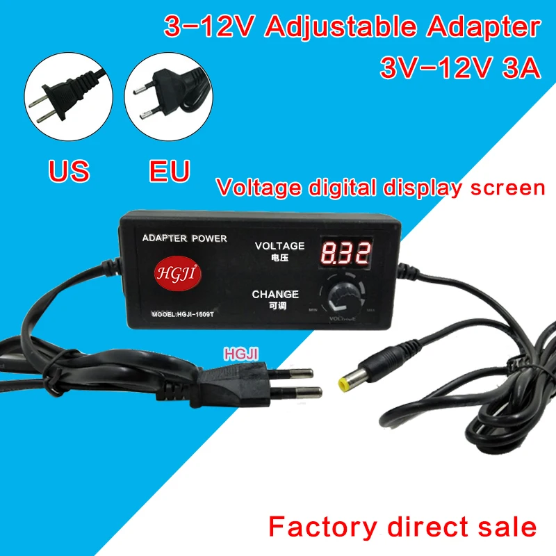

3V-12V 3A adjustable power adapter AC/DC Adjustable Power Adapter Supply 3V3.6V-12V LED driver 5V 6V 7V 8V-12.6V 3A