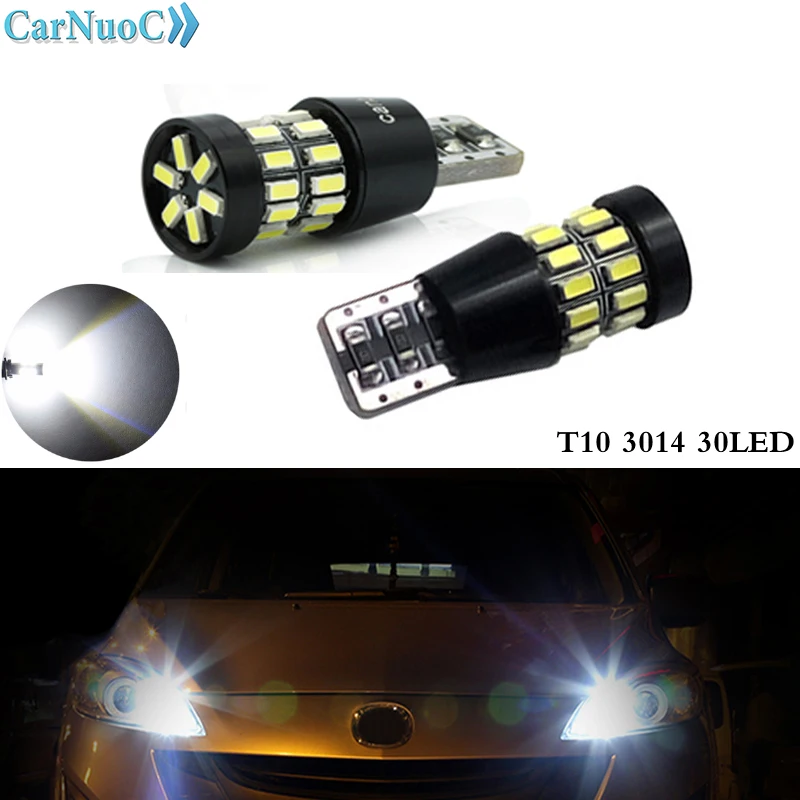 

2PCS Car Styling Car Auto LED Canbus T1 0 W5W 3014 30SMD LED Light Bulb No Error LED Light Parking T 10 LED Car Side Light