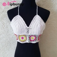 2018 Knitting Suit Bathing Flower femme Swimwear Bikini Tops Halter Swimsuit Crochet Women maillot de bain fashionable hand made crochet halter openwork swimsuit for women