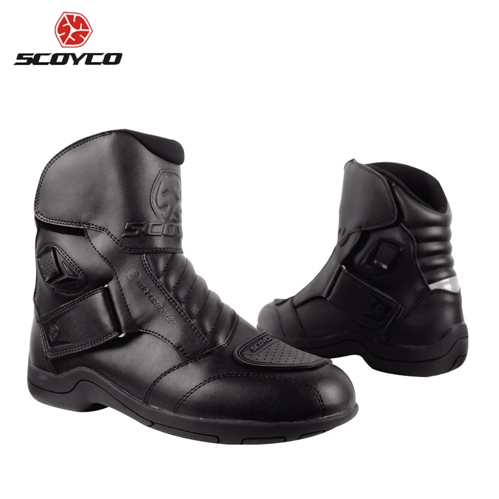 Botas de motocicleta SCOYCO de carreras de cuero a prueba de agua Motocross Botas de motociclista corto de velocidad de carretera Botas profesionales MBT011W Botas de motocicleta SCOYCO de carreras de cuero a prueba de agua Motocross Botas de motociclista corto de velocidad de carretera Botas profesionales MBT011W
