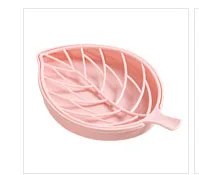 Лист форма мыльница для мыла коробка для хранения тарелка лоток держатель Чехол Контейнер для ванной комнаты аксессуары набор стеллаж для хранения - Цвет: Розовый