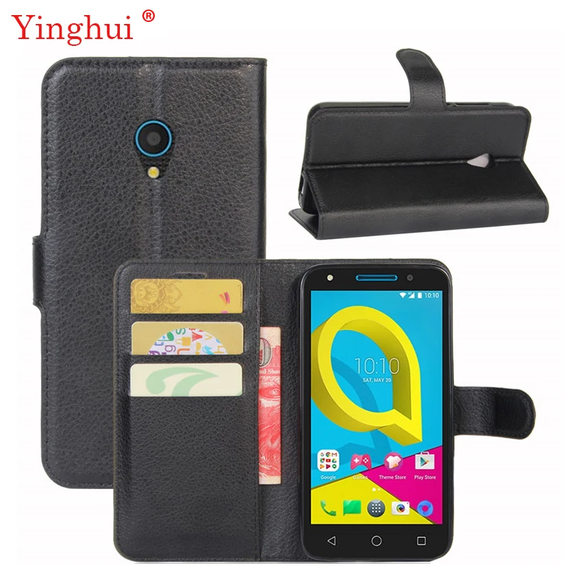 Кожаный чехол книжка для Alcatel U5 4G высокого качества Стильный подставка 4G|case for
