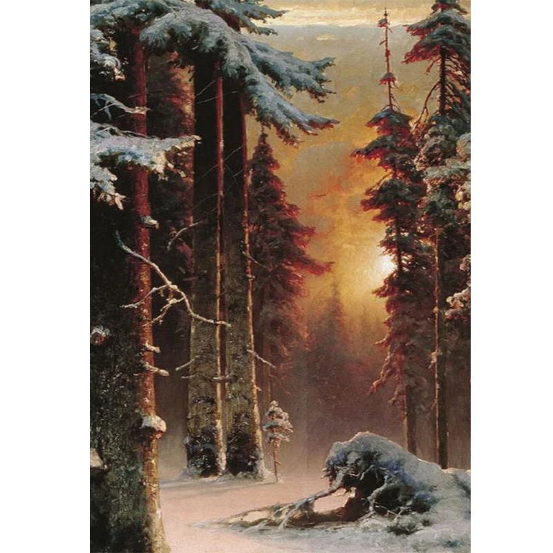 

DIY Painting Diamond Cross Stitch Embroidery Diamond Drill Square Diamond Rhinestone Decoration Gifts In Mosaic Forest snow