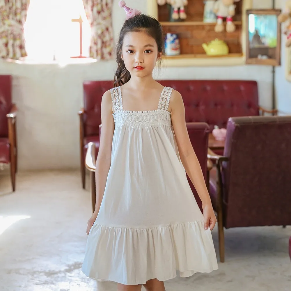 

Cotton Linen Teenage Girls Clothing Purple White Children Dresses Summer A Line Holiday Baby Girls Dresses 2018 Sundress