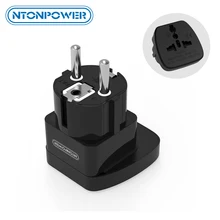 NTONPOWER UTA Universal Travel Adapter European Plug International Power Socket Wall Electrical Connector with Safety Shutter