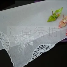 Высокое качество белый хлопок вышивка платок ручной работы крючком кружевной носовой платок