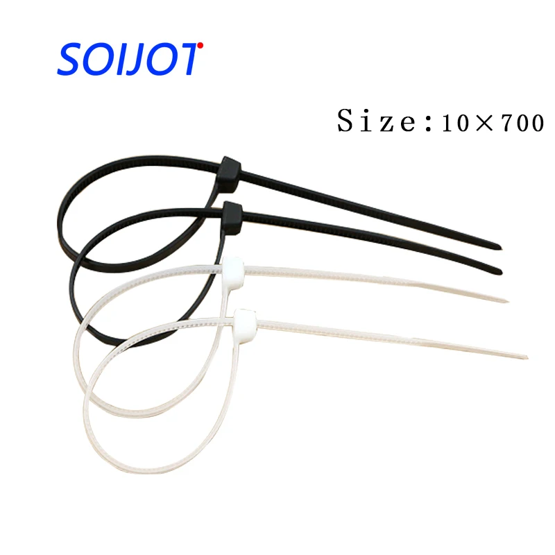 

10*700mm Self locking Nylon Cable Ties 100Pcs 2 color Plastic Zip Tie 18 lbs black wire binding wrap straps UL Certified