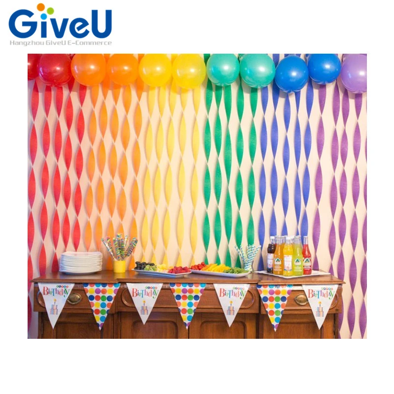 Giveu 6 Rouleau Lot 150 M Arc En De Fete En Papier Crepon Banderoles Babyshower Decoration Fete D Anniversaire De Mariage Fond Parti Banderoles Aliexpress