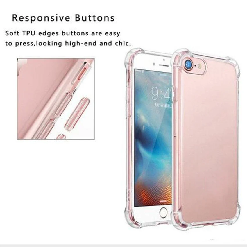 Противоударный Прозрачный чехол для IPhone 8X7 6 6s Plus 5 5S SE, прозрачные мягкие Защитные чехлы для телефонов из ТПУ, задняя крышка