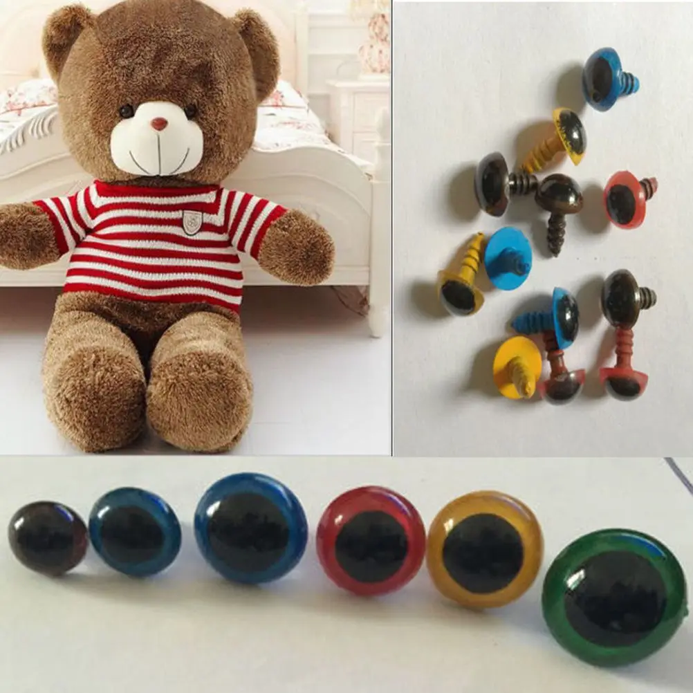 100 pièces oeil de sécurité en plastique pour ours en peluche Animal poupée globe oculaire accessoires 8mm jaune rouge vert café bleu