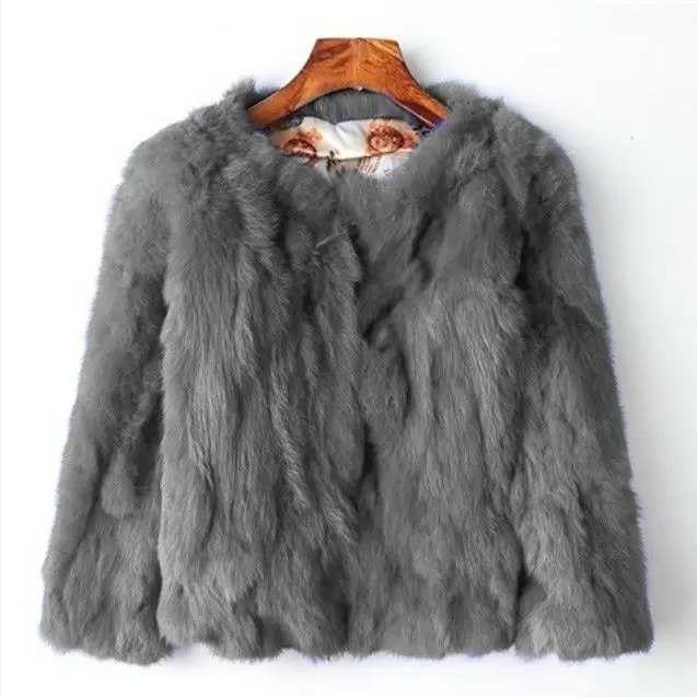 Натуральная кроличья шерсть искусственная кожа норковый мех осенняя куртка пальто для женщин свободное зимнее пальто женские Fourrure Femme модные меховые - Цвет: Dark grey