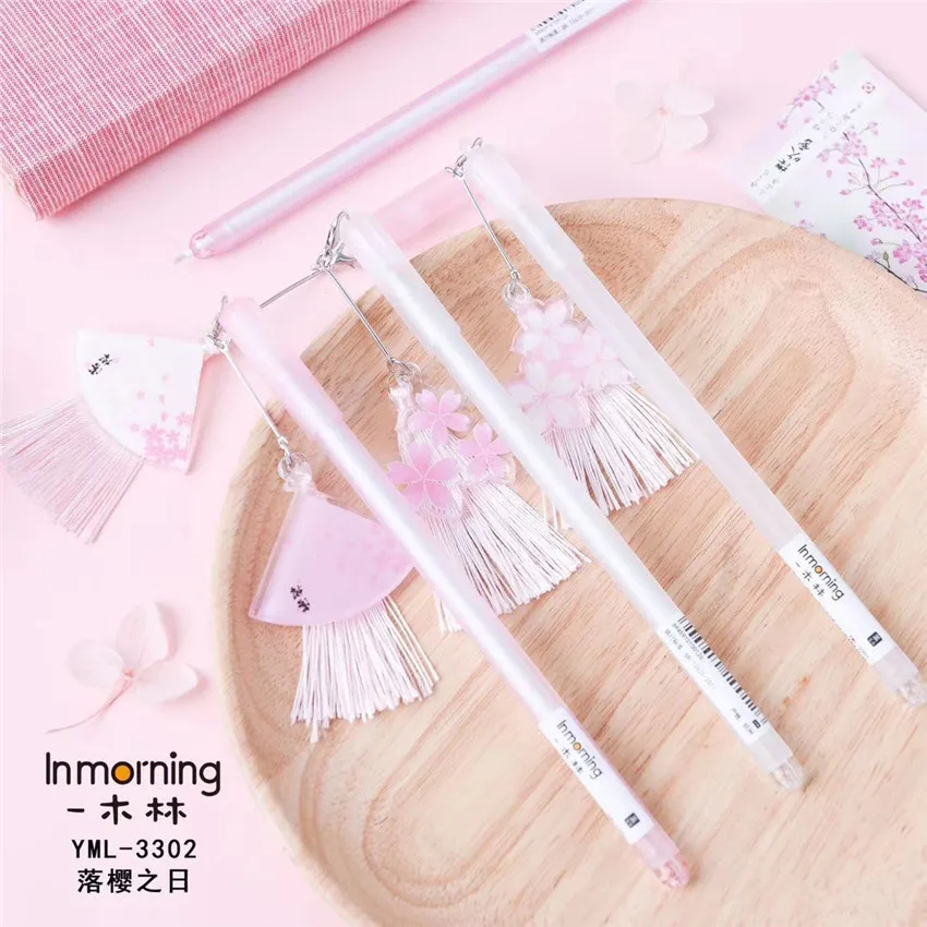 48 шт. гелевые ручки Cherry Blossom день черный цветной kawaii подарок гель-чернила Письменные ручки милые канцелярские офисные школьные принадлежности