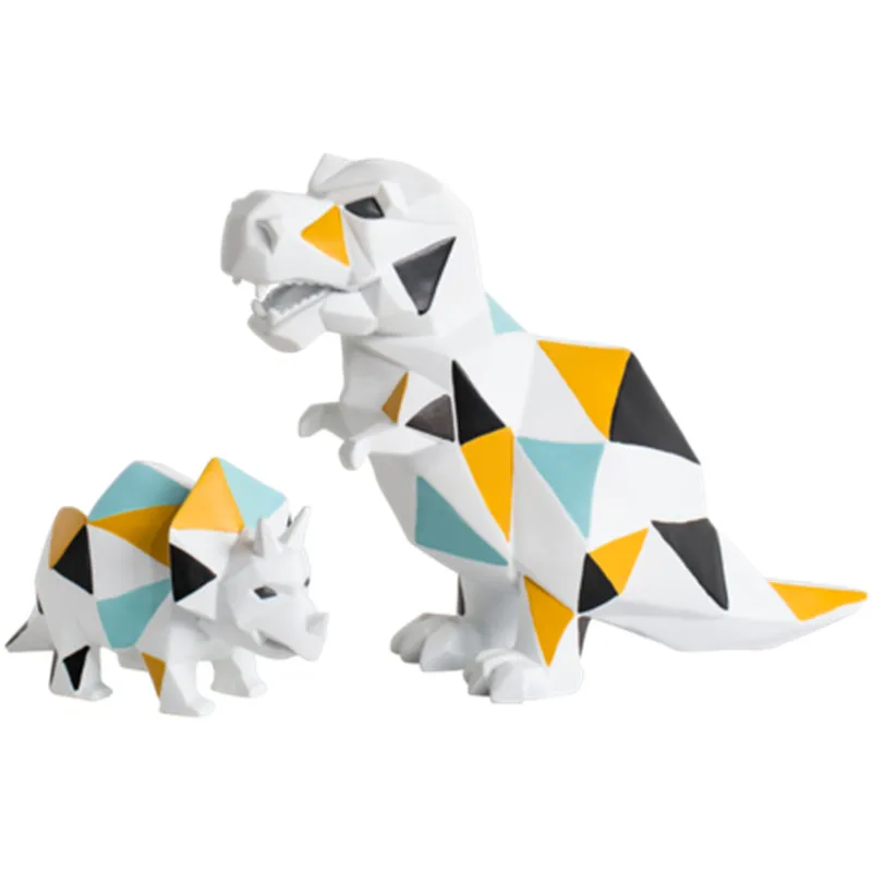  Simple Modern Geometry Assorted Colors Dinosaur Resin Statue Simulation Animal Figurines Children B - 33048593646