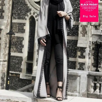 

2020 new Adult Casual lace cotton liene Robe Musulmane Turkish Abaya New Muslim Dress Cardigan Robes Arab Worship Service W945