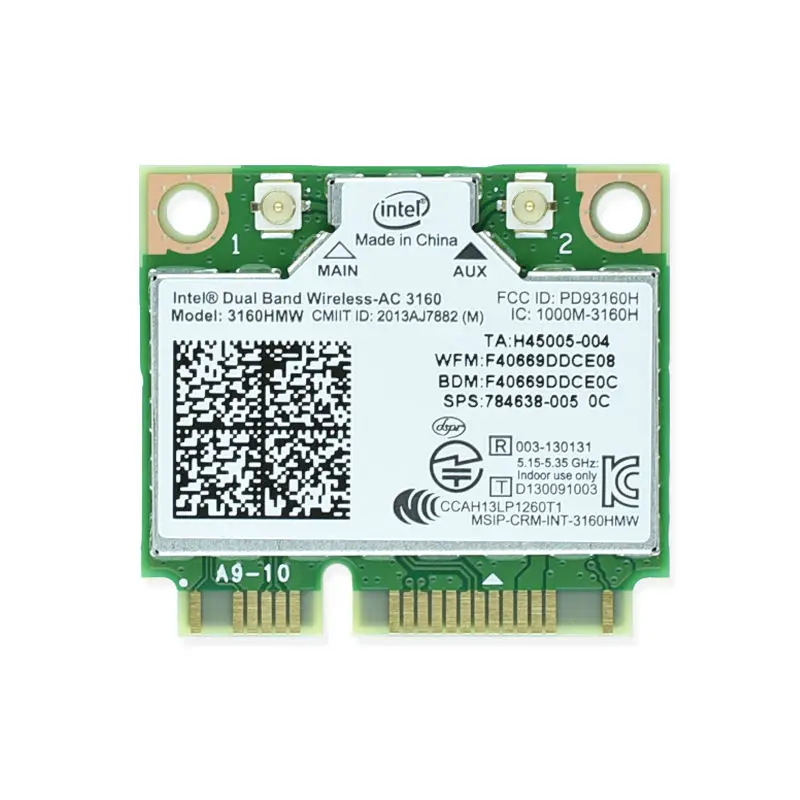 Абсолютно новый для intel Dual Band Беспроводной AC 3160 Intel3160 3160HMW 3160AC 2,4 & 5G BT4.0 MiniPCIe Wi-Fi Беспроводной сетевая карта