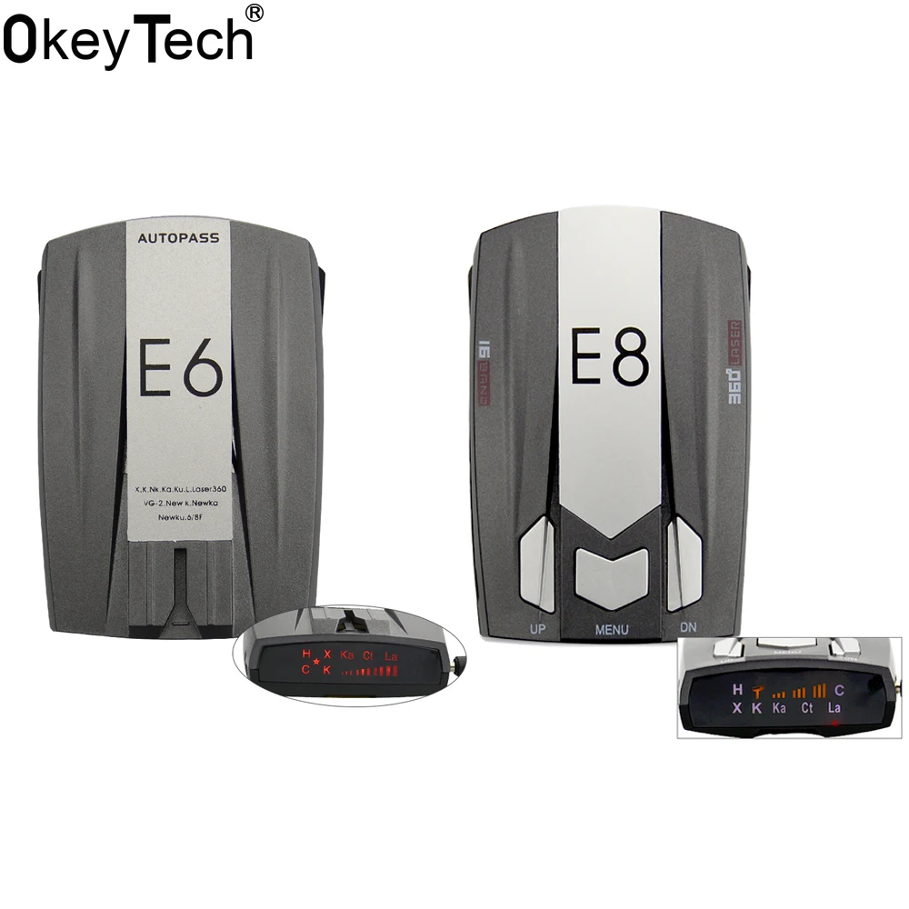 OkeyTech E6/E8 Новый Стайлинг автомобильный радар детектор 360 градусов светодиодный
