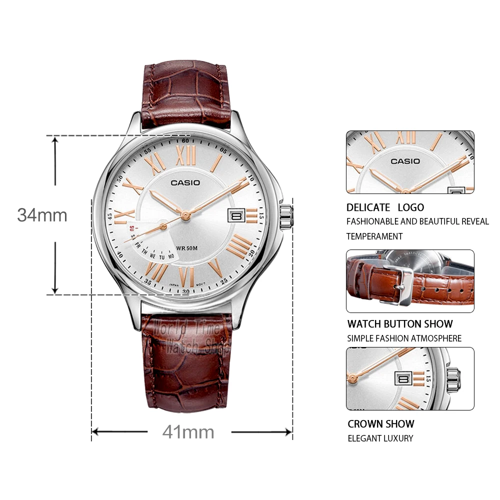 Часы Casio Analogue Мужские кварцевые часы Мода рестинг водонепроницаемый простой