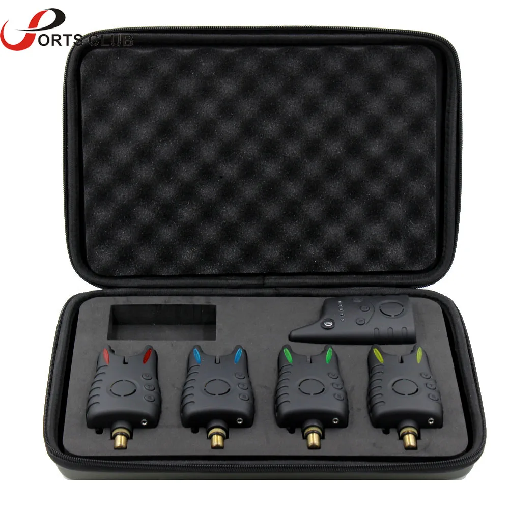 

Lixada Wireless 4+1 LED Fishing Bite Alarm Set Digital 4 Bite Alarm + 1 Receiver in Case Adjustable Tone Volume Sensitivity