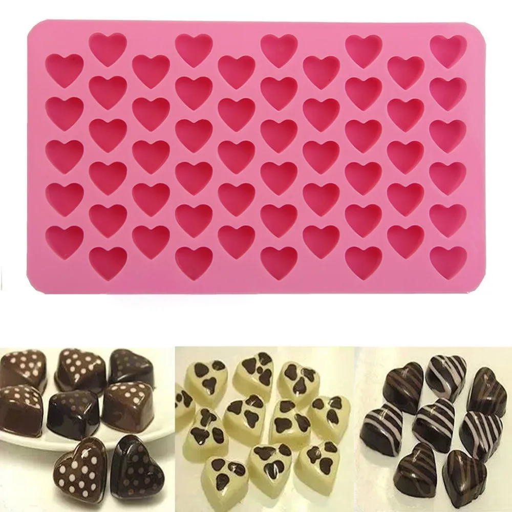 

55-Hearts Silicone Ice Cube Chocolate Cake Cookie Cupcake Soap Molds Mould Tool ss733