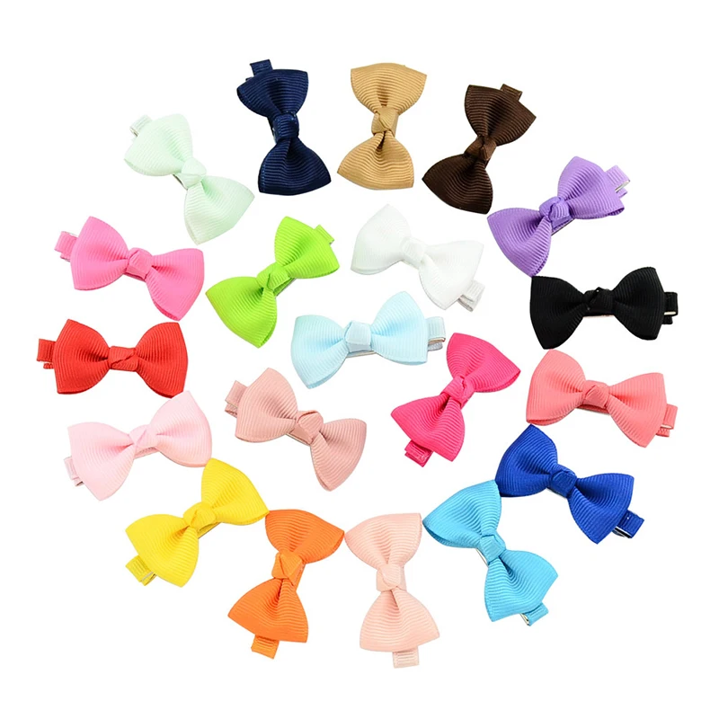 

20Pcs/Lot Multicolor Hair Clip Barrettes Pure Color Mini Bow Hairpin For Kids Girls Hair Accessories