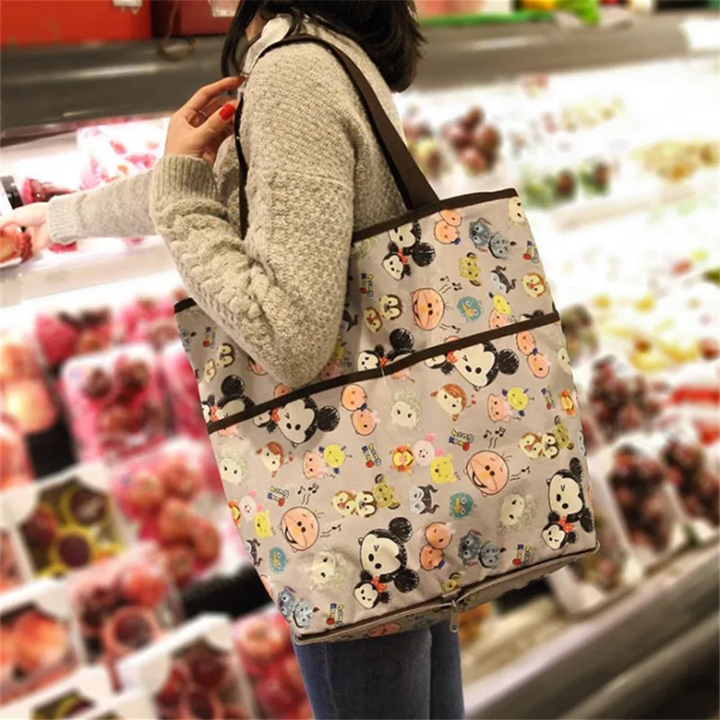 

High-capacity Waterproof Shopping Bag Eco-friendly Folding Reusable Portable Shoulder Handbag Polyester for Travel Grocery Bags