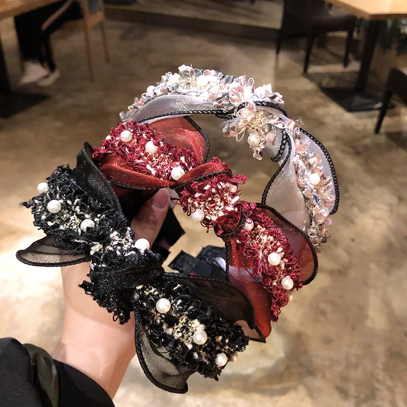 

AWAYTR Bohemian Korea High Quality Pearl Retro Hair Accessories For Women Girls Hair Band Hair Bows Flower Crown Headbands