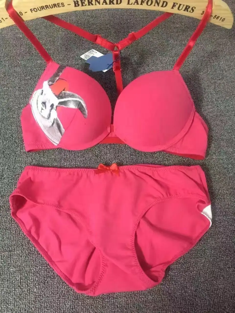 MINGMO Japanese Cartoon Pattern Lingerie Sexy Bra Set Front Closure Bra Push Up Bra and Panty Sets Underwear Women Set()
