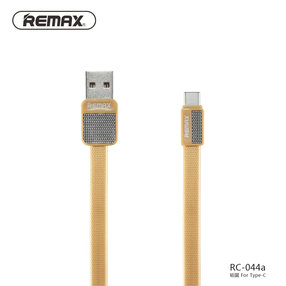 REMAX Тип C USB кабель для передачи данных плоский металлический зарядный кабель 2.1A Прочный USB C быстрая Зарядное устройство для подключения кабеля к кабелю для Xiaomi 4c/samsung S8/htc/mezu - Цвет: Gold