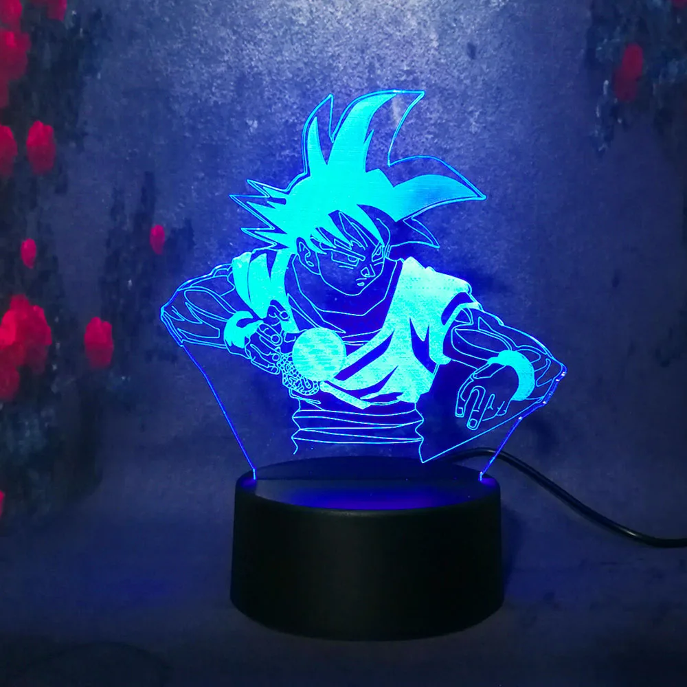 Прохладный 3D Dragon Ball Супер Saiyan Бог сын ночник 7 цветов светодио дный LED дети USB