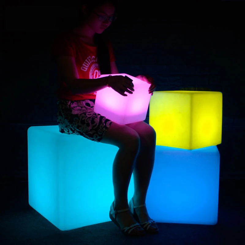 Уличный водонепроницаемый перезаряжаемый светодиодный куб стул ночник RGB лампы