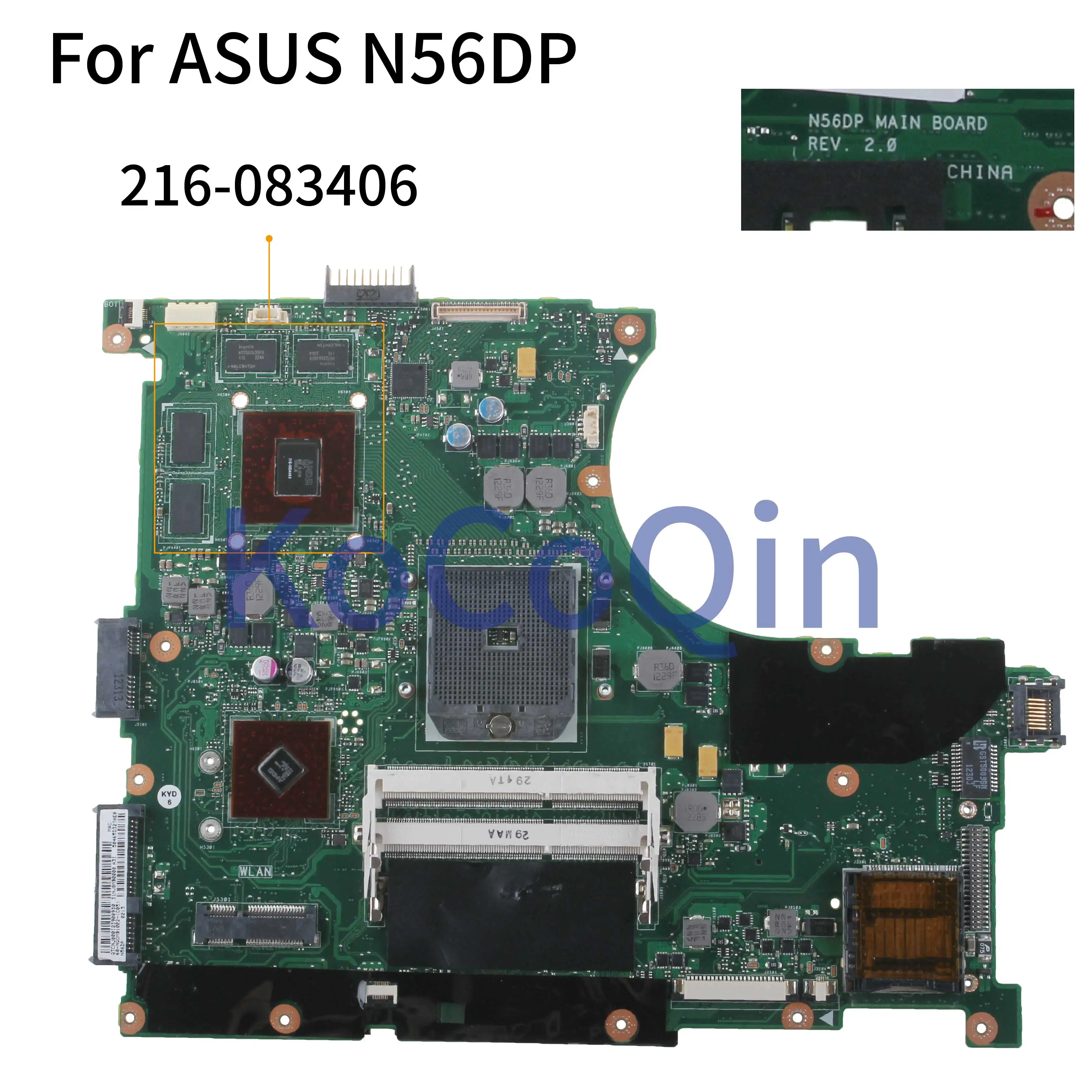 70% OFF  KoCoQin Laptop motherboard For ASUS N56DP Core AMD 216-083406C Mainboard REV:2.0tested