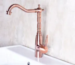 Antique Red Copper Brass Single Lever Handle Bathroom Kitchen Basin Sink Faucet Mixer Tap Swivel Spout Deck Mounted mnf129