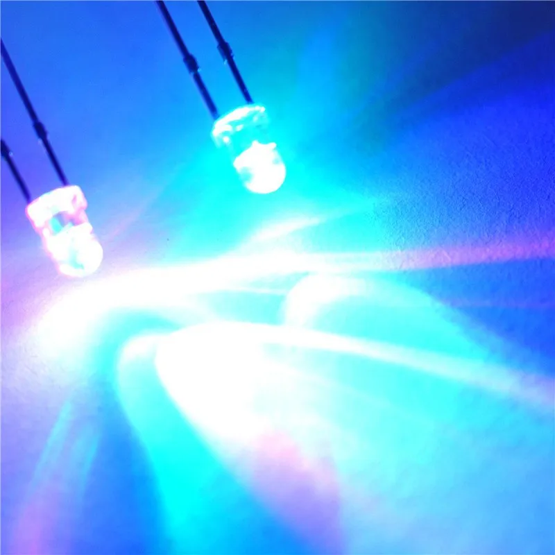 3mm RGB (red green blue) multicolor led flashing slowly round with domed top transparent lens 2pins high brightness(2)